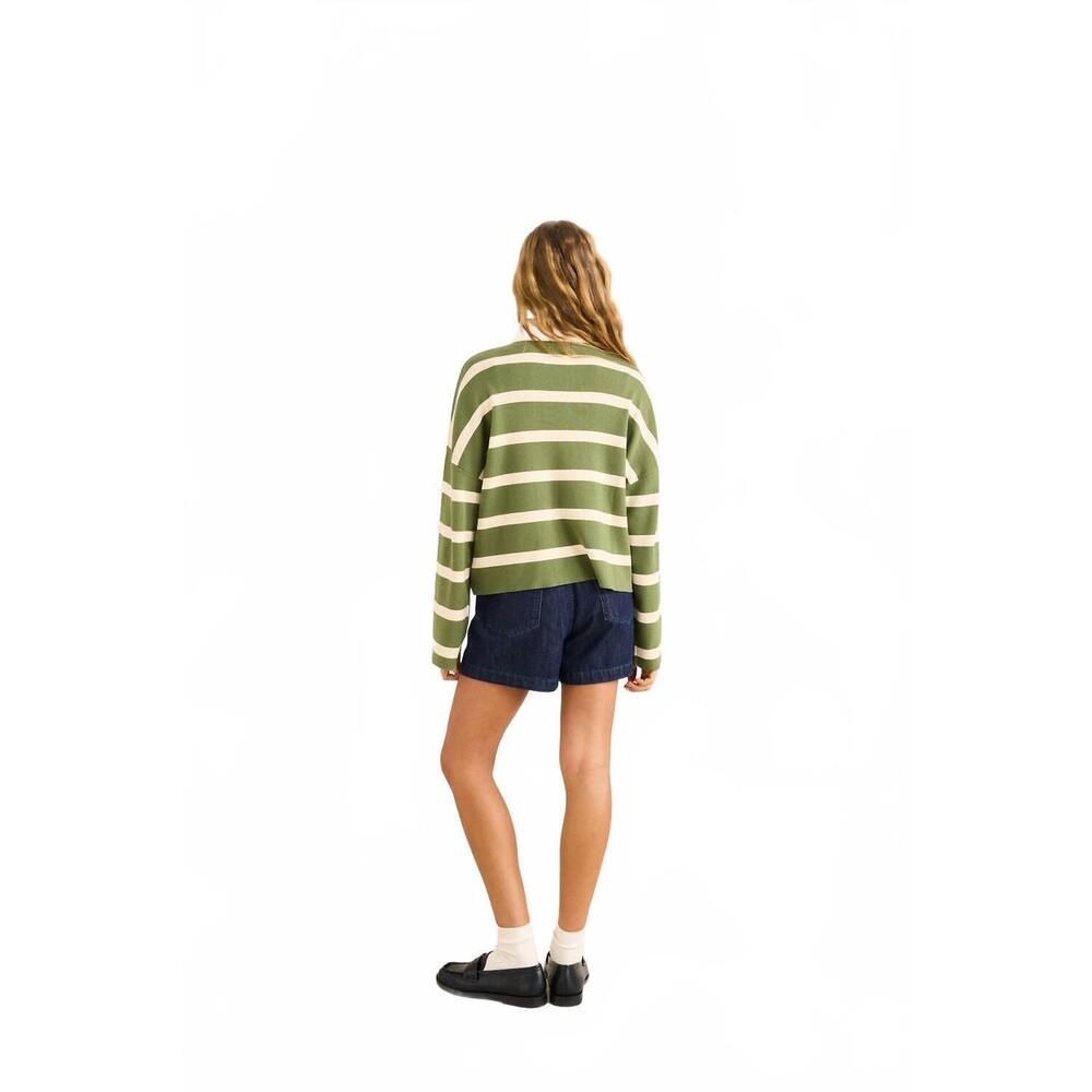 NEW RHYTHM. rugby polo knit sweater in olive - Picture 2 of 3
